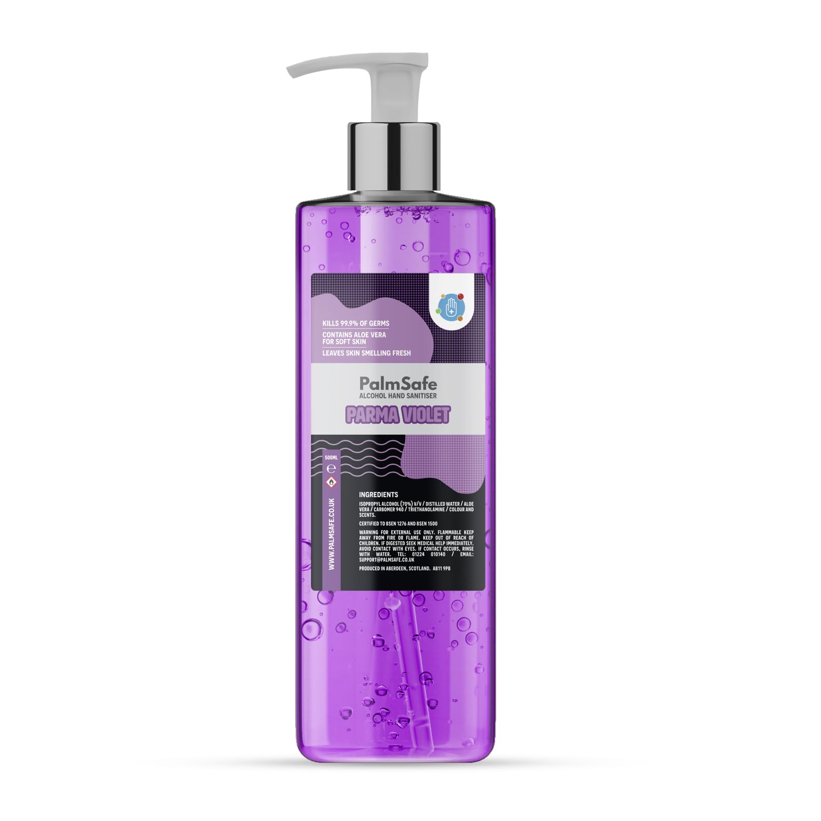 Palm Safe Parma Violet Alcohol Hand Sanitiser 500 ml Pump Bottle