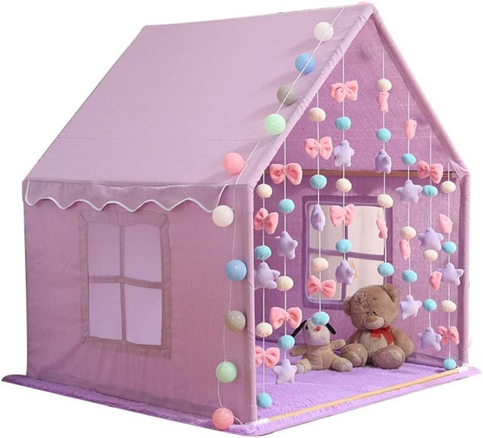 CDVDVV Children's Tent, Household Chiffon Curtain Princess Castle Boy Game House Star Lights Indoor (Color : Purple)