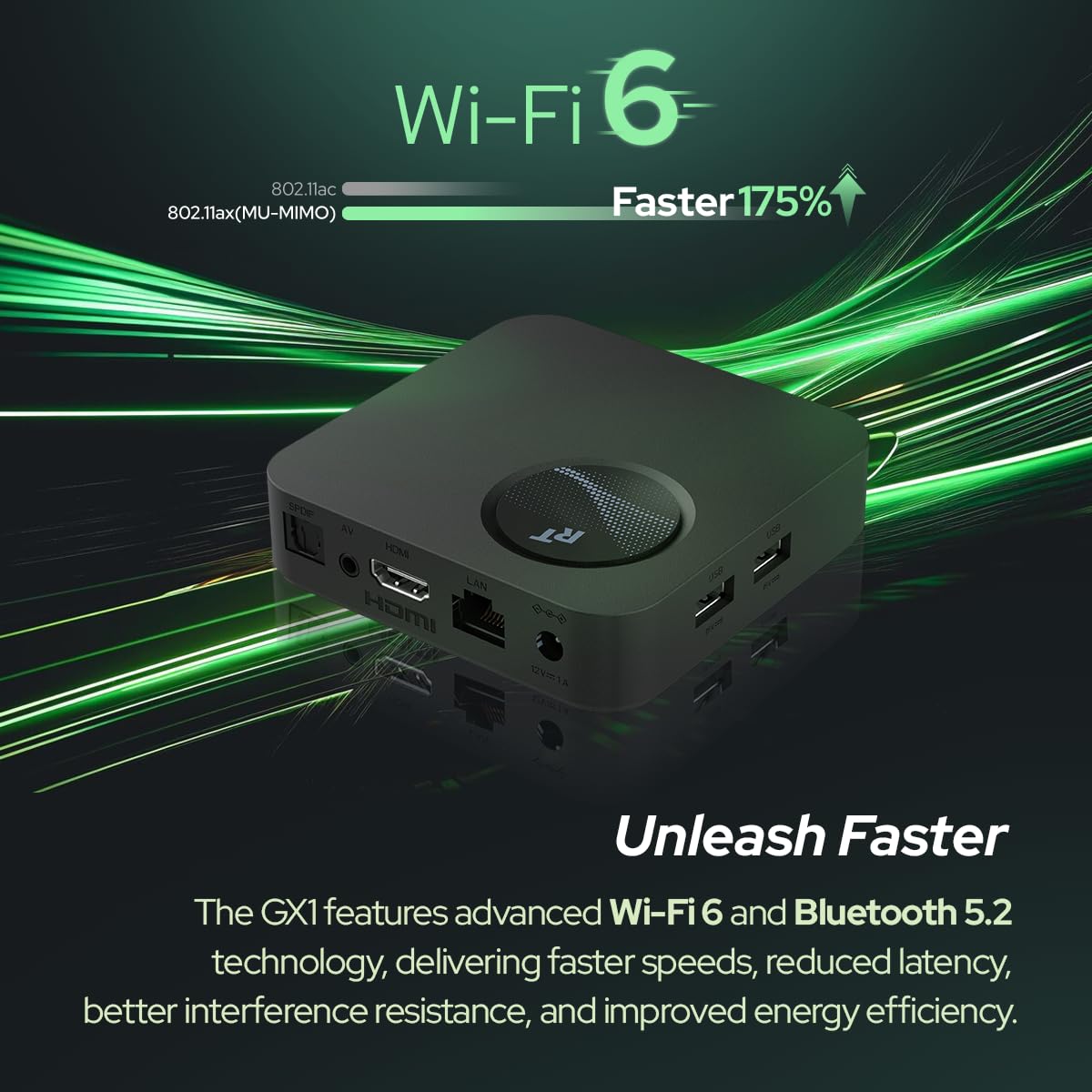 RockTek GX1 UHD Streamer - Google TV 4K UHD Streaming Player, HDR, Dolby Vision & Atmos, Wifi6 - AISR, AIPQ, QMS - Realtek RTD1325 Chip - Voice Remote, Live TV, Google Cast, Smart Home Control