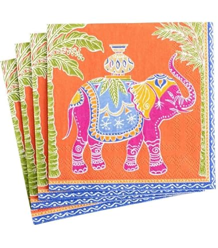 Caspari Frida Papierservietten – Buntes Design In Fuchsia & Orange, 20 Stück, Dreilagig, Für Partys & Feiern