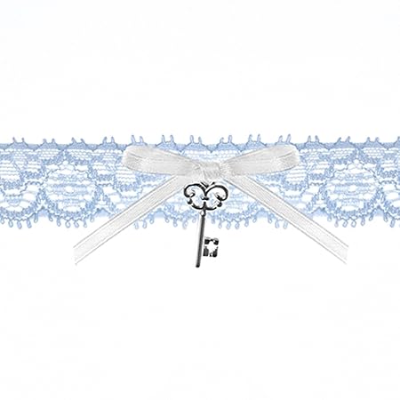 Strumpfband blau mit kleinem Schlüssel zur Hochzeit