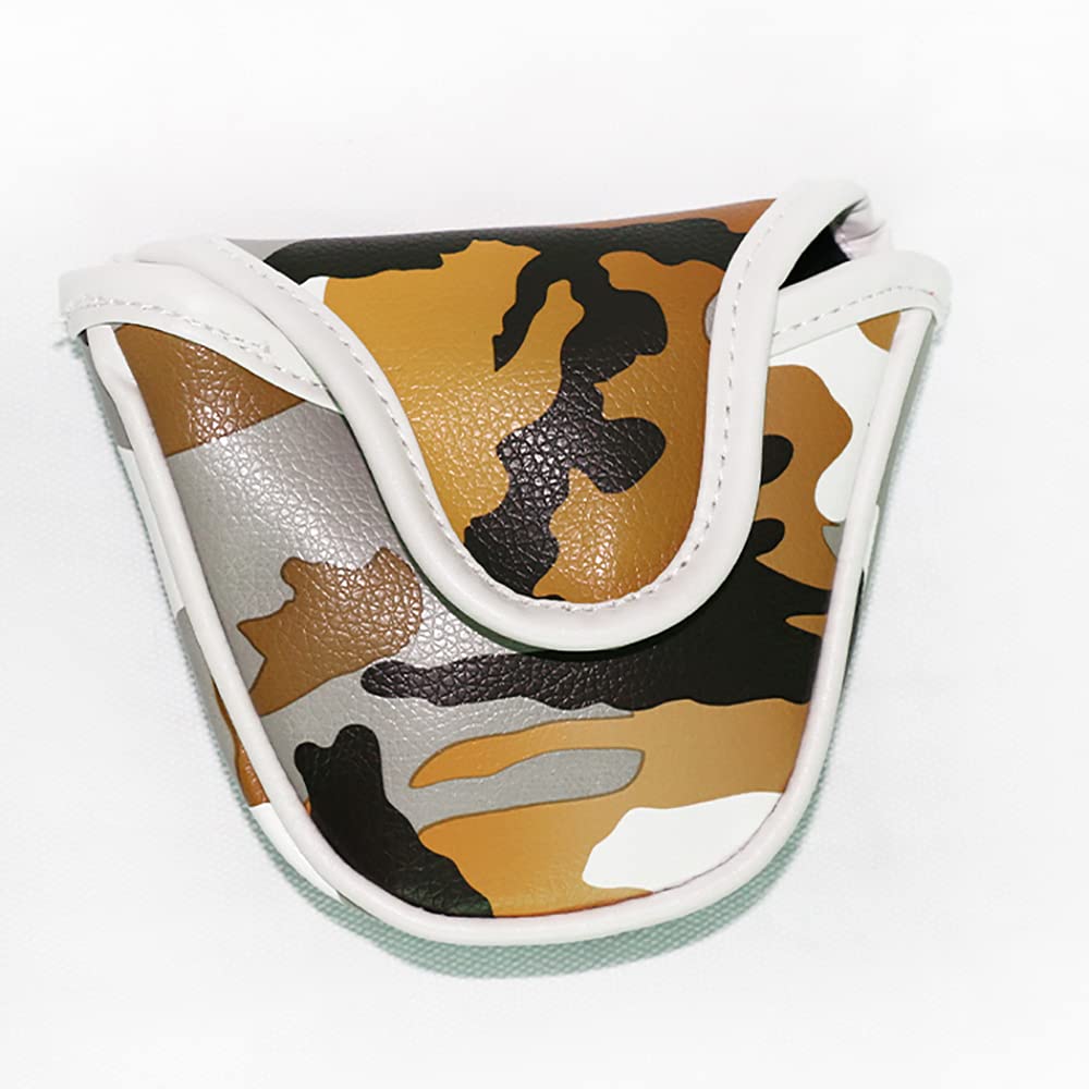 ANCLLO Golf Putter Headcovers Golf Club Head Cover Camouflage Protective Sleeve Large Semicircle PU Golf Putter Headcover Golf Putters