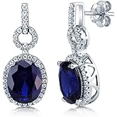 BERRICLE Sterling Silver CZ Dangle Earrings for Women, Trendy Simulated Diamond Cubic Zirconia Drop Earrings - Art Deco, Black & White, Flower, Halo, Navette, Filigree Designs