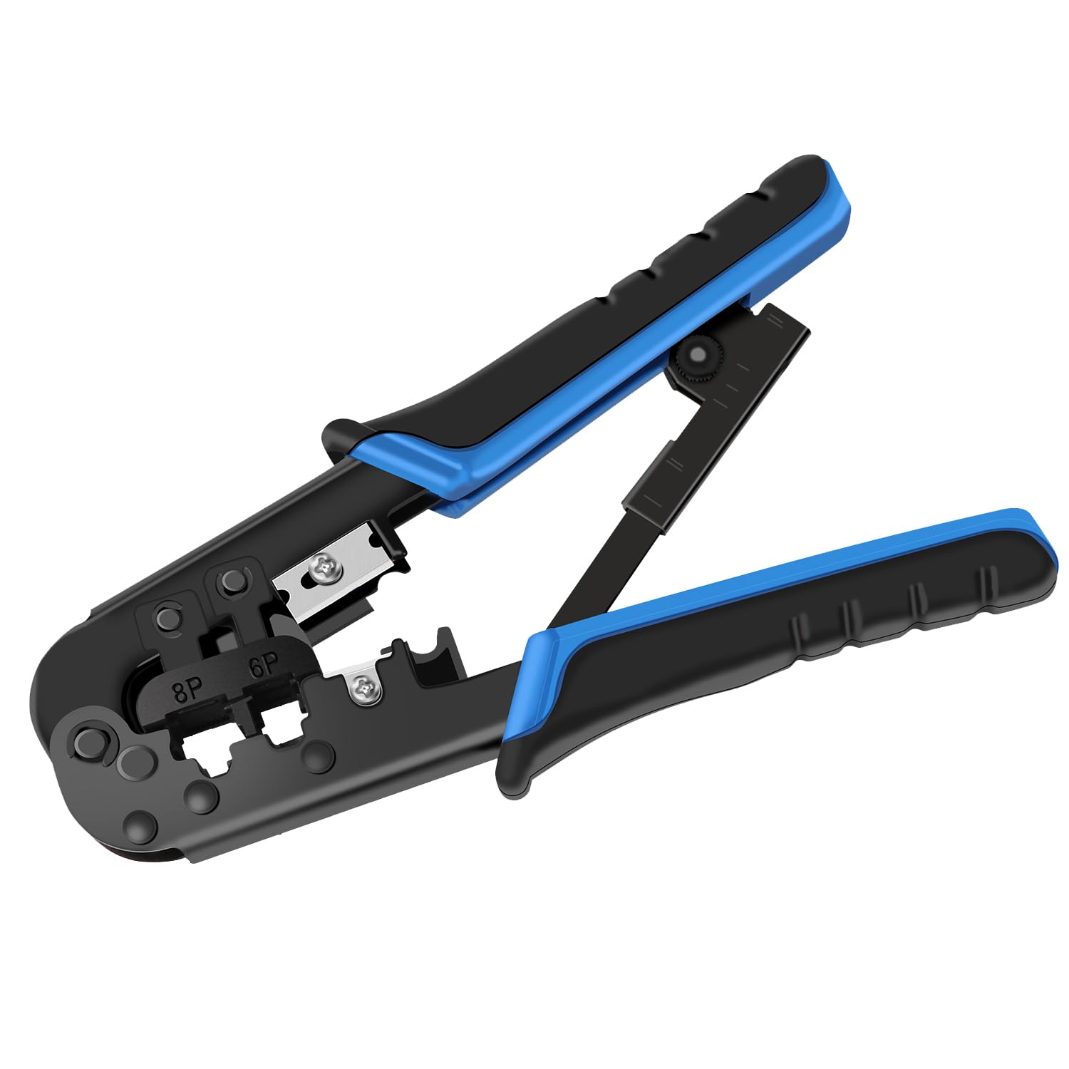 Photo 1 of RJ45 Crimp Tool for Cat5 Cat5e Cat6, RJ-11, 6P/RJ-12, 8P/RJ-45 Crimp, Cut and Strip RJ45 Crimping Tool, Portable Ethernet Crimper Networking Tools(Non-Pass Through Type)