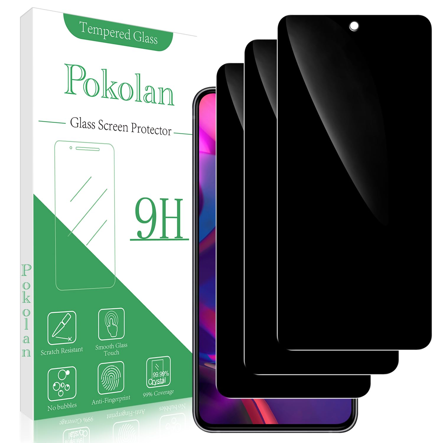 Photo 1 of Pokolan (3 Pack Privacy Screen Protector Designed for Samsung Galaxy S21 FE 5G Anti-Spy Tempered Glass [Don't Support Fingerprint Unlock] Anti Scratch, Bubble Free