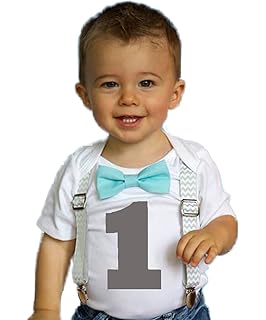 Amazon Com Noah S Boytique Baby Boys 1st Birthday Bodysuit With Bow