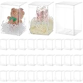BENECREAT 30pcs Clear Favor Box 4x4x6 Inches Plastic Gift Packing Box for Candy Choclate and Dessert, Baby Shower Party Treats, Mother's Day Anniversary Festival Gift Packaging