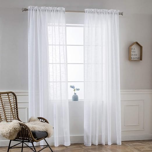 Amazon Com Nicetown White Sheer Curtains 95 Inches Long Extra
