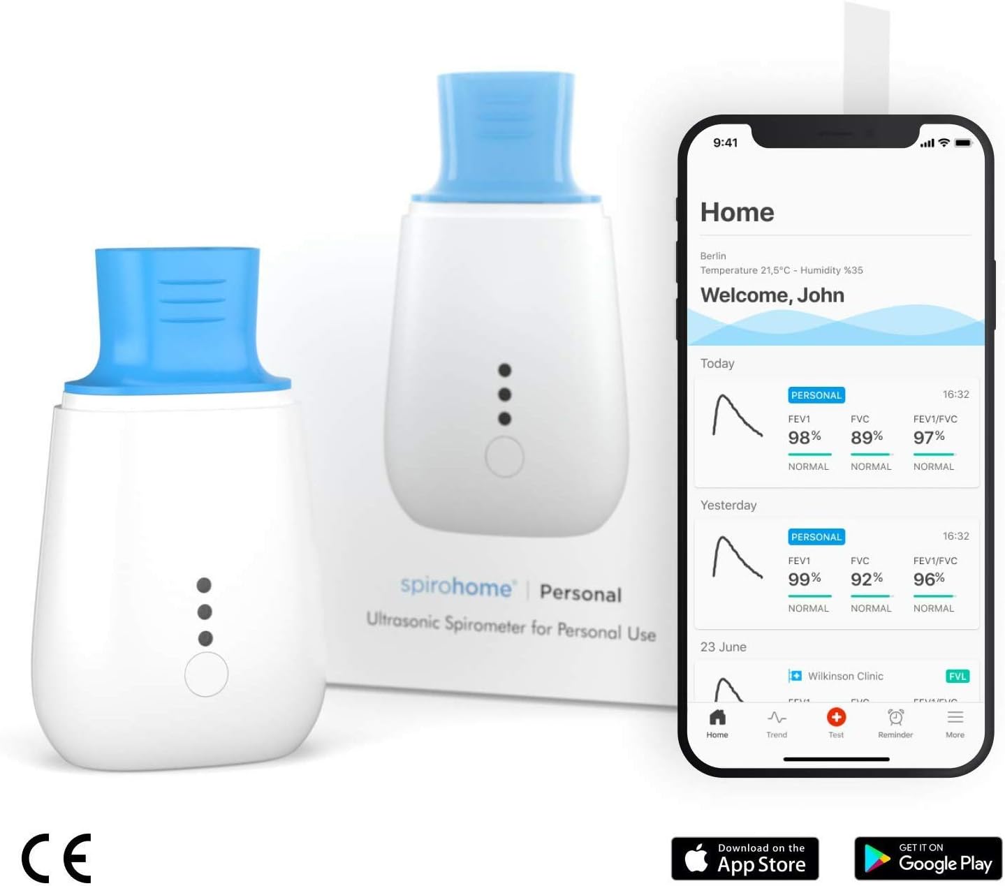 Spirohome Personal Spirometer, World's First Personal Ultrasonic