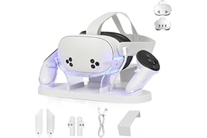 CBDYWVR Charging Dock Compatible with Meta Quest 3S/ 3 Accessories,Quest 3S Charging Dock with 2 Rechargeable Batteries & USB-C 2-3 Hour Fast Fill Headset and Controller