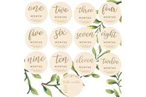 MELIATOMIA 12 Packs Wooden Baby Monthly Milestone Cards, Baby Monthly Milestones for Newborn Baby Gifts,1-12 Months Wooden Discs with Baby Announcement Sign, Pregnancy Baby Shower Gifts for Christmas New Year