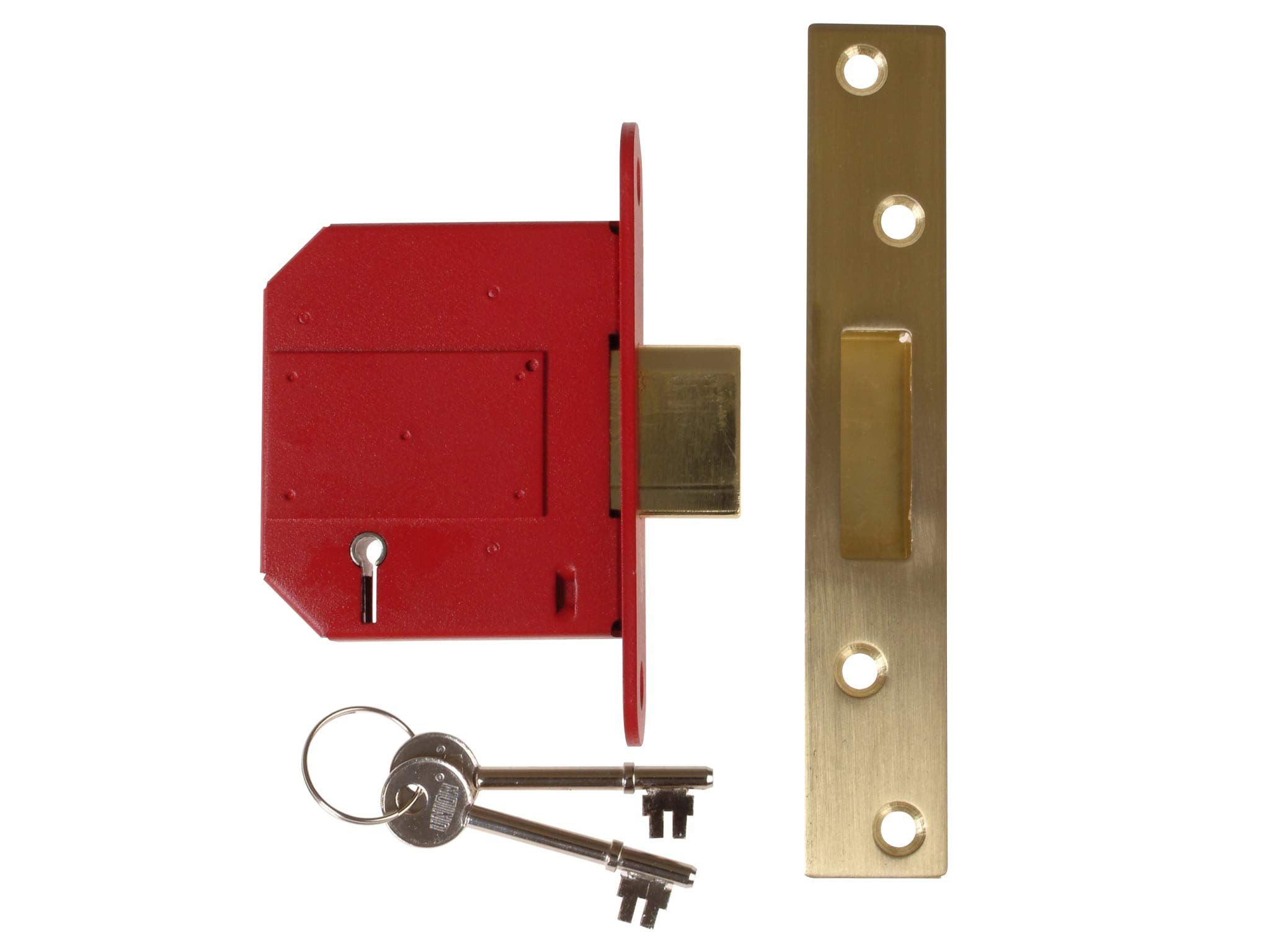 Union Locks Strongbolt 2100S BS 5-Lever Mortice Deadlock 81mm - Brass Satin (Boxed)