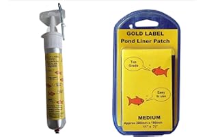 POND H2O Water Garden Koi Fish Pond Liner Leak Repair Patch Kit, Includes Gold Label Black Sealant and Pond Liner Patch, Easily Repair Tears, Holes and Cuts in Koi Fish Pond and Water Garden Liners