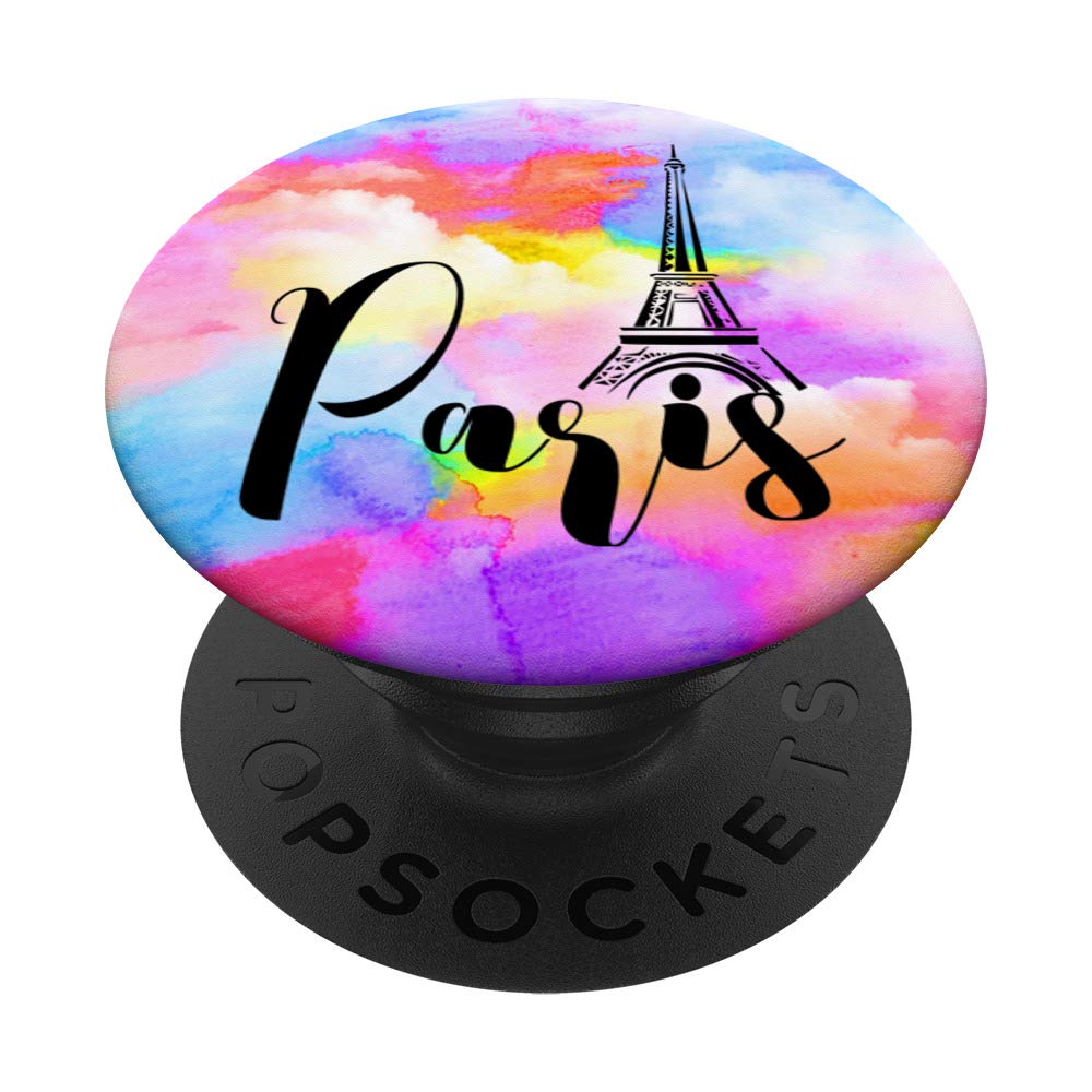 Paris Watercolor Sunset Clouds Eiffel Tower French Gift PopSockets PopGrip: Swappable Grip for Phones & Tablets