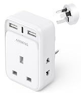 Aodeng 6-in-1 UK to Australia Plug Adapter with 2 USB, Type C Fast Charge