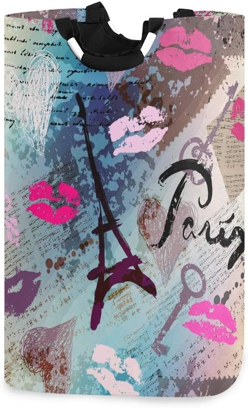 DYCBNESS Cesto para la Colada,Fondo Transparente Patrón Collage