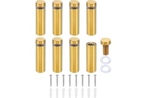 PATIKIL 1/2 x 1.6 Inch Sign Standoff Screws, 8 Set Stainless Steel Wall Standoff Mounting Hardware Advertising Glass Nail for Hanging Acrylic Picture Frame Acrylic Panel, Gold