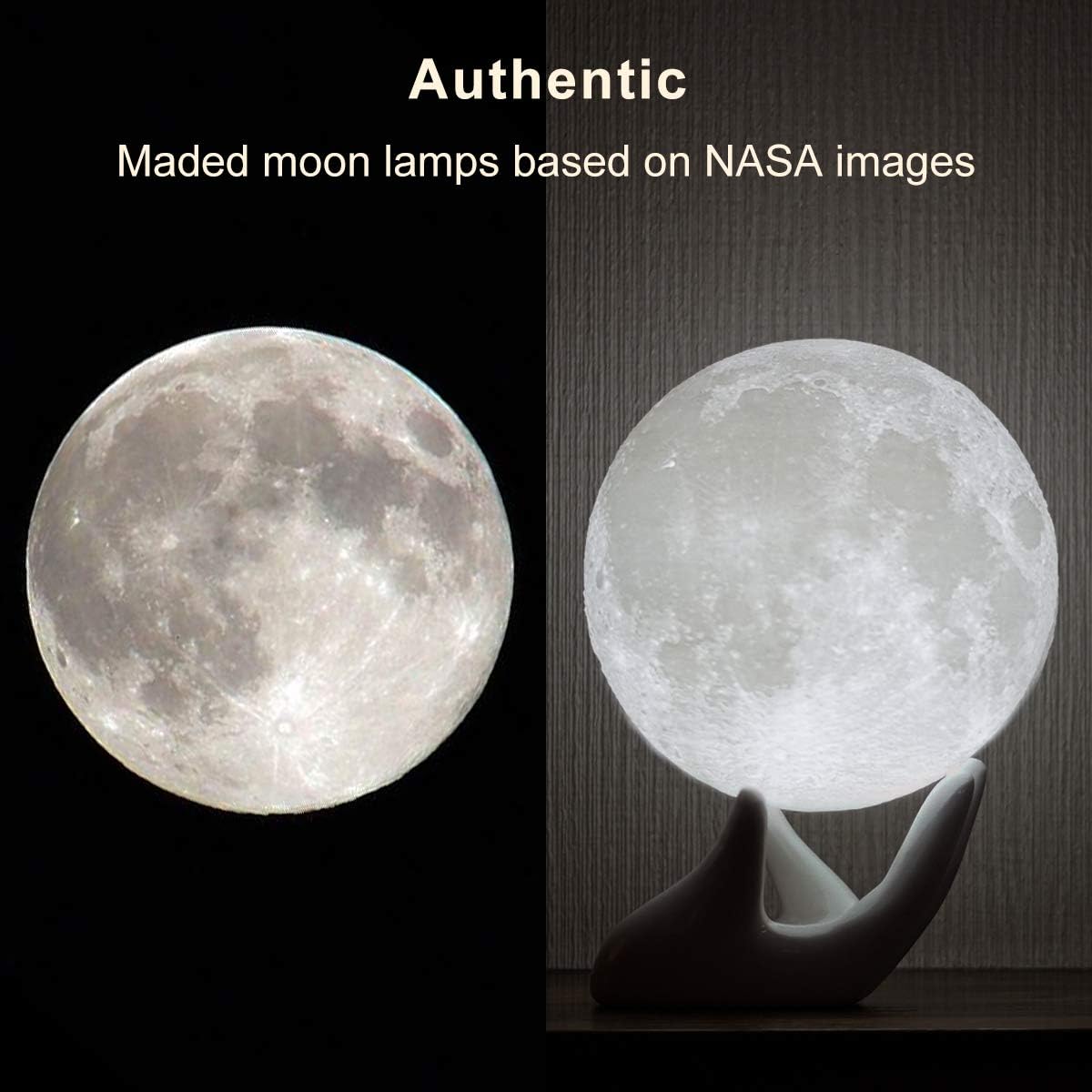 Amazon Com Mydethun Moon Lamp Moon Light Night Light For Kids Gift For Women Usb Charging And Touch Control Brightness 3d Printed Warm And Cool White Lunar Lamp 3 5in Moon Lamp With Stand Home