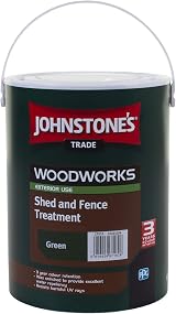 Johnstone's Woodworks 5L Shed Fence Woodstain Green Quick Dry Water Based