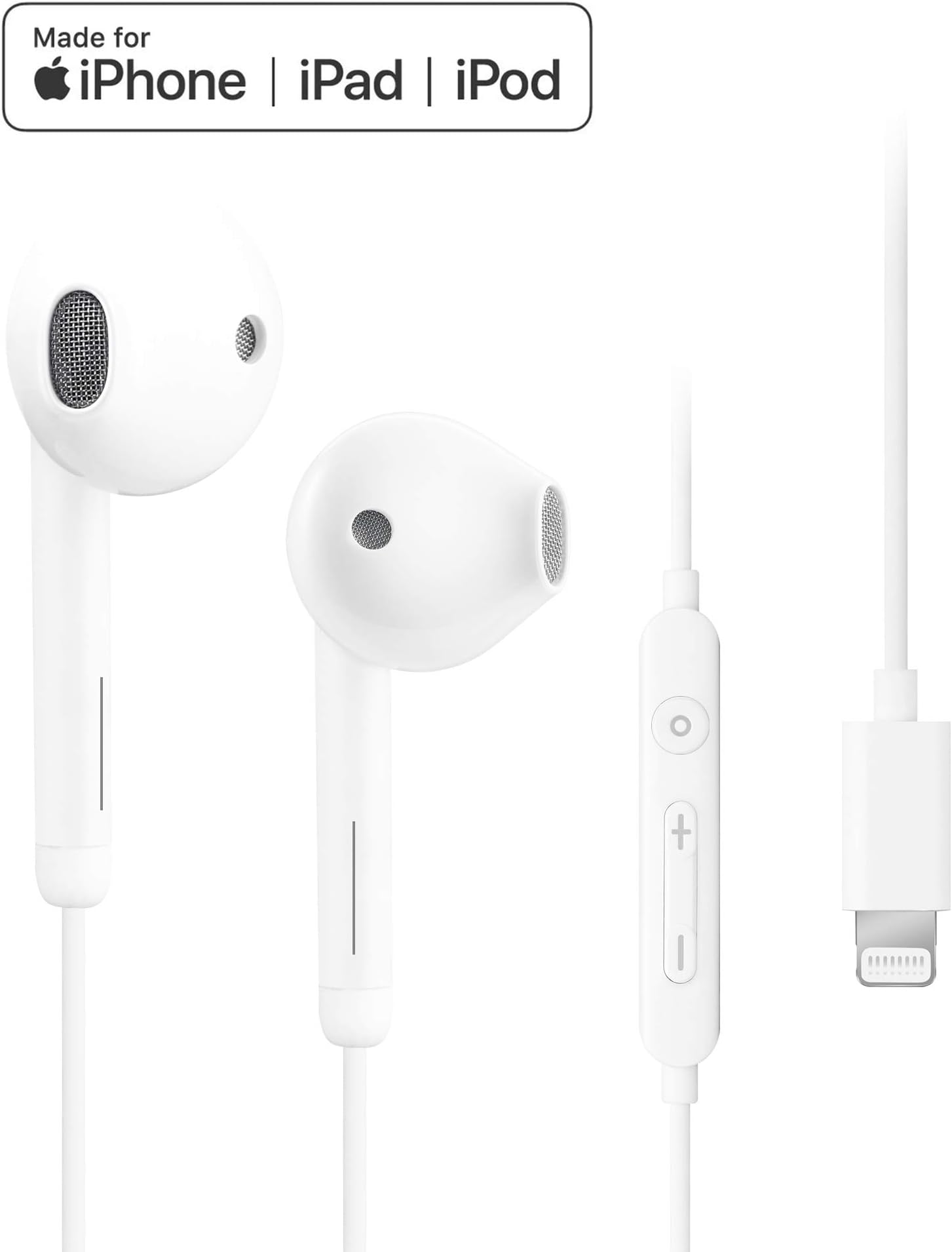 ROVIIS MFi Certified Lightning Headphones Earphones In-Ear Earbuds with Microphone controller compatible with iPhone 11 Pro Max iPhone X/XS/XS Max/XR iPhone 8/8 Plus iPhone 7/7 Plus