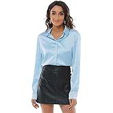 Escalier Women's Silk Blouse Long Sleeve Satin Button Down Shirt Casual Work Office Silky Blouse Top