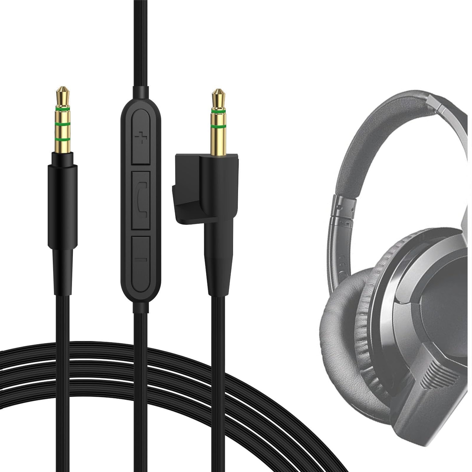 GEEKRIA Audio Cable with Mic Compatible with Bose AE2i, AE2w, AE2 Headphones, 2.5mm to 3.5mm Replacement Stereo Cord with Inline Microphone and Volume Control (4 ft/1.2 m)