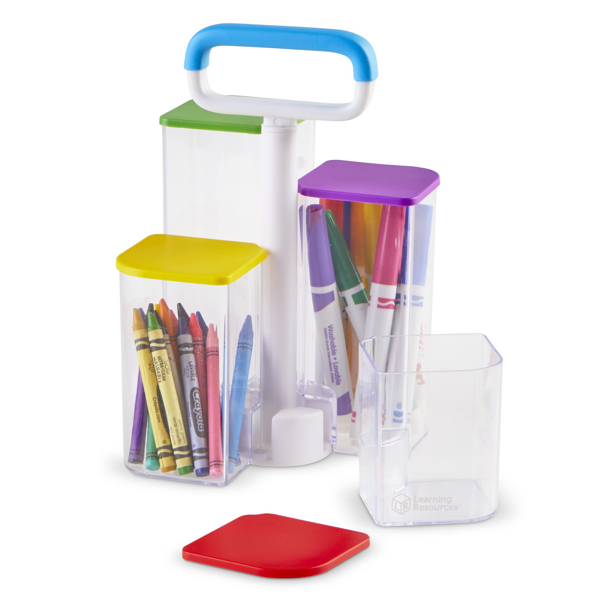 Learning Resources Create-a-Space See-Thru Storage Caddy, Classroom Organisation, School Supplies Organiser, Desk Organisation, Pen Holder, 9 Pieces, Multicolor (LER3712)