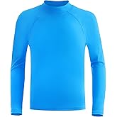 RIKUAOU Boys Rash Guard Swim Shirt, UPF 50+ Sun Protection Long Sleeve for Kids Youth, Rashguard Surf Water Sports Shirts
