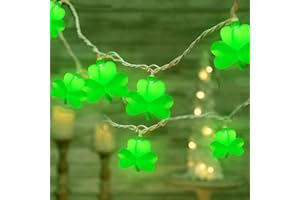 EGCOL Shamrock String Lights Plug in, 8.5Ft St. Patrick's Day Decoration String Lights with 10 Green Clover Lights, Hanging Shamrock Fairy Lights for Outdoor Irish St. Patrick's Day Party Garden Window