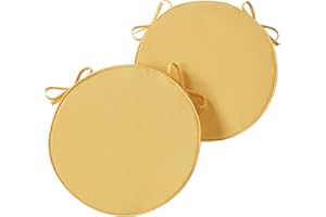 Outdoor 18 inch Round Patio Dining Chair Pads – Comfortable Fiber-Filled Seat Cushions with Ties, Reversible Polyester Fabric