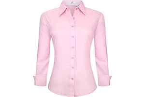 Esabel.C Womens Button Down Shirts Long Sleeve Regular Fit Stretch Work Blouse
