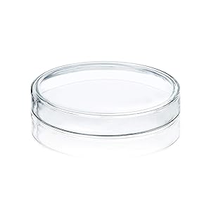 Huanyu 100mm Glass Petri Dishes with Lids High Borosilicate Glass Bacterial Culture Dishes (5pcs：100mm)