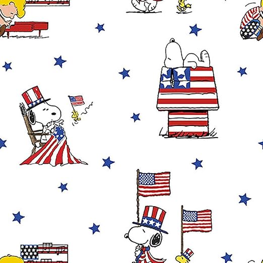 Snoopy Patriotic Popsicle Licensed Fabric In Blue Cotton Fabric By Springs Creative Fabrics Sold By The 12 Yard Or The Yard Fabric Dyeing Batik Fctreporters Com