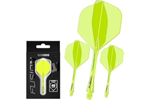 Winmau Darts Fusion Integrated Flight & Shaft System - No.2 Shape and Design - Available in Short, Intermediate & Medium - Clear, Red & Purple