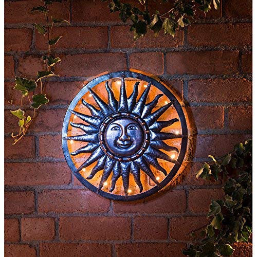 spot on dealz 40cm Bronze Sun Metal Wall Art Bronze Finish Garden Outdoor Decoration