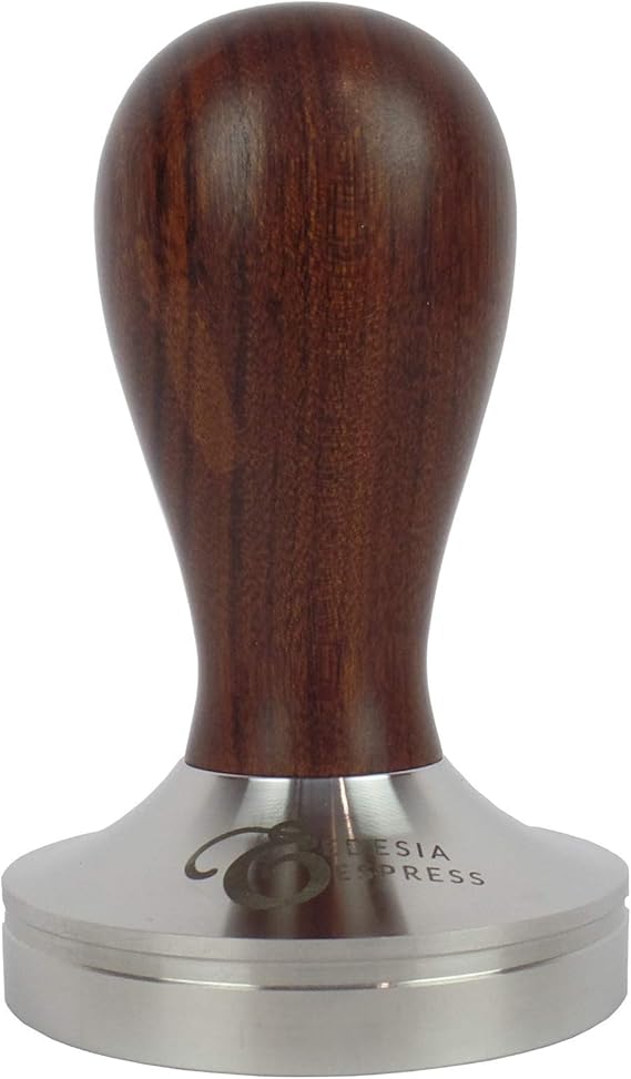 53mm Coffee Espresso Tamper Rosewood Handle, Flat Stainless Steel