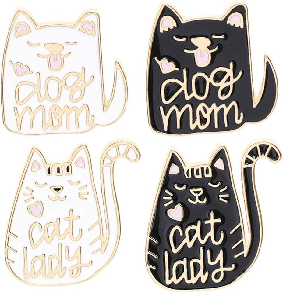 Tennessee526 Women Mens Brooch Pin Decor Gift Dress Accessories Cute Black White Hugging Cat Enamel Brooch Pin Denim Jacket Collar Badge Gift