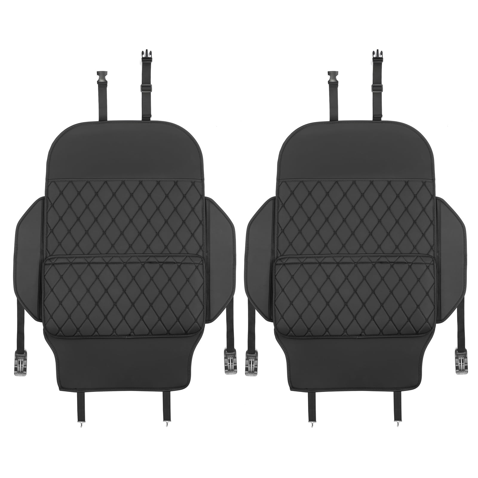 Seat Back Protector + Large Capacity Pocket Storage Organizer,Preventing the Impact of Children Stepping on the Seat Backrest (Black)