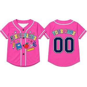 Custom Kindergarten Baseball Jersey - Welcome Back to School Outfit - First Day of School Button Up Shirt Teacher Boy Girl