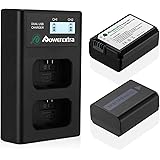 Powerextra 2 Pack Replacement Sony NP-FW50 Battery & Smart LCD Display Dual Channel Charger Compatible for Sony Alpha a6500, 