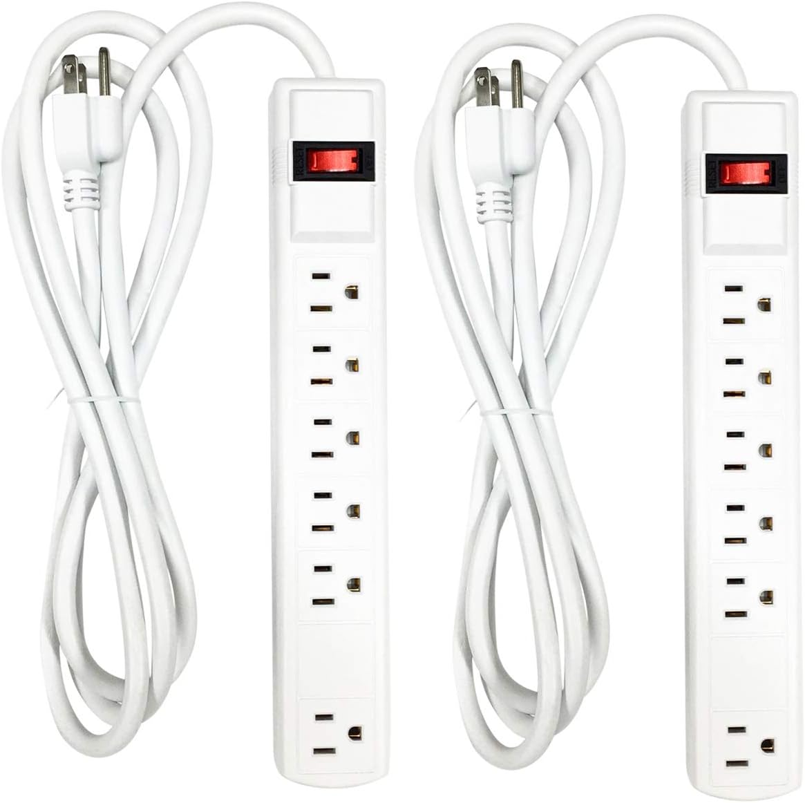 6Outlet Grounded Surge Protector Power Strip, 450 Joule, 6
