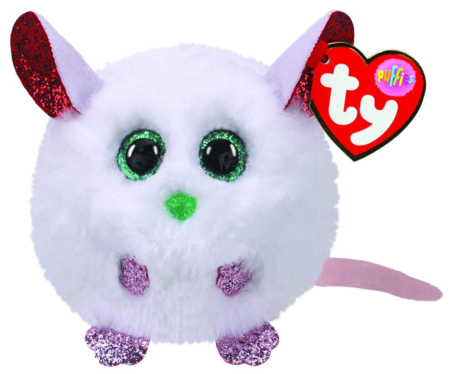 TY UK Ltd 2005918 Puffies Brie Mouse Xmas 2020-Ty Reg Plush Animal, Multicolor