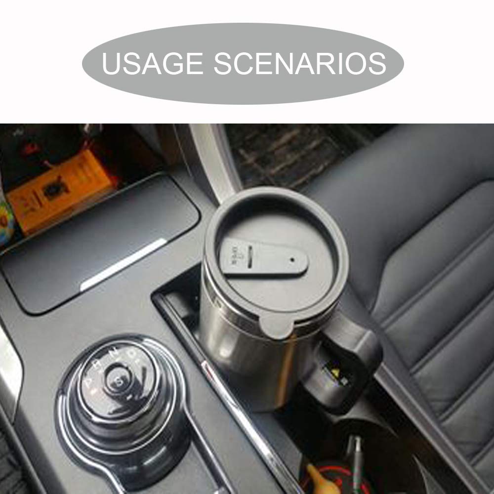 Travel Coffee Mugs, Vinmax Stainless Steel Travel Coffee Mug Cup Heated Thermos with Handle for Heating Water, Coffee, Tea Milk,16 Ounce 12V, ANTI SCALDING