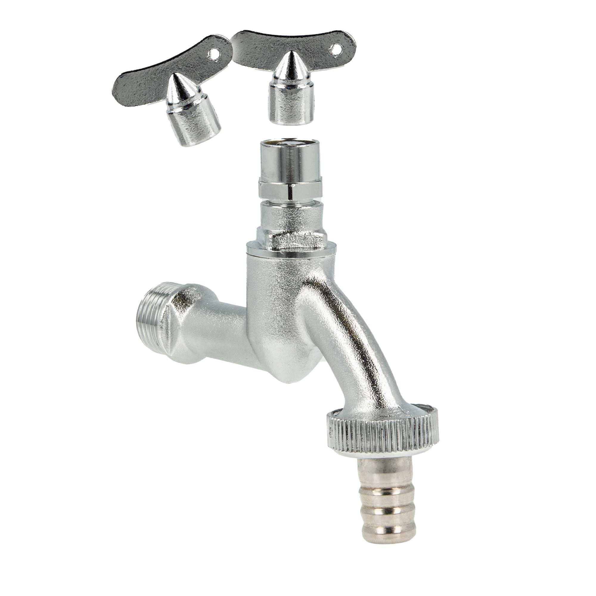 tecuro Outlet Tap Outlet Valve Tap with Socket Spanner - Upper Part 1/2 Inch Matte Chrome