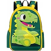 Fiwsuyr Dinosaur Backpack for Boys Girls, Dinosaur Bookbag for Preschool Kindergarten Elementary, 16.5 Inch Kids Cartoon Backpack