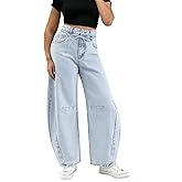 BlueMoment Barrel Jeans for Women High Waist Pants Trendy Baggy Wide Leg Y2k Vintage Denim Pants Boyfriend Jeans