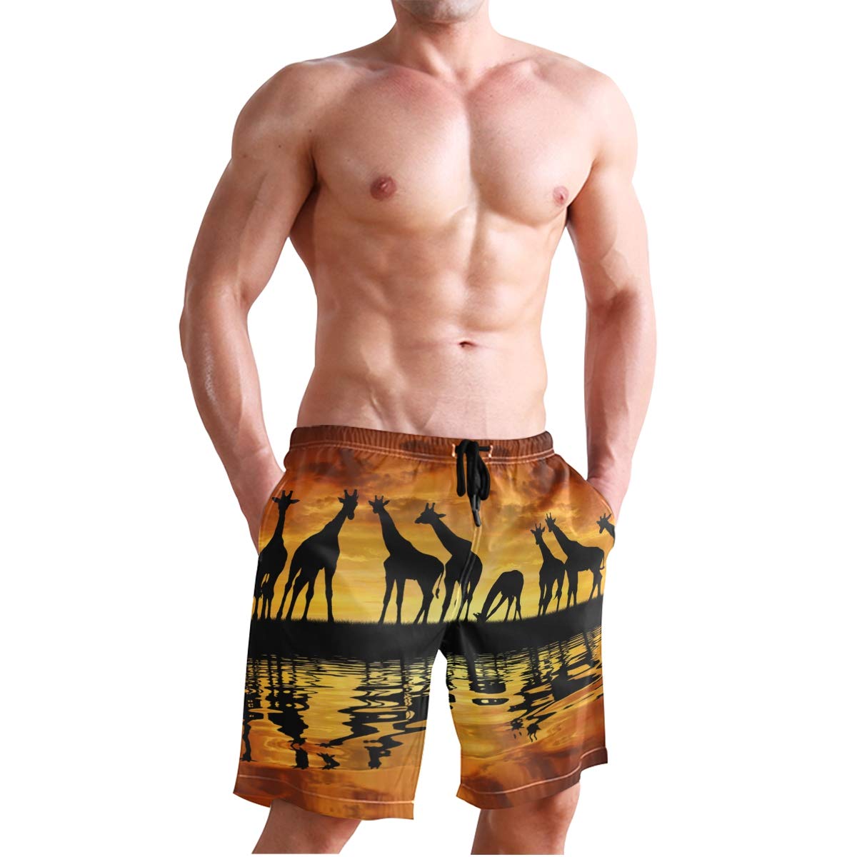 KUWT Mens Swim Trunks African Animal 