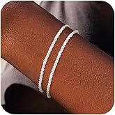 Freekiss Sterling Silver Plated Chain Bracelet: Dainty Stackable Bracelets for Women Trendy Cute Adjustable Layered Paperclip Womens Bracelet Set Silver Waterproof Jewelry for Women