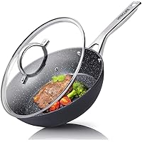 Nonstick Frying Pan with Lid, 10 inch Deep Saute Pan, Induction Stir Fry Pans with Stainless Steel Handle, Chemical-Free…