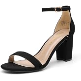 DREAM PAIRS Women's Comfort Block Heel Sandals | Open Toe Adjustable Ankle Strap Chunky Dress Heels, Fashion Heeled Sandals for Prom, Wedding Guest and Formal Events